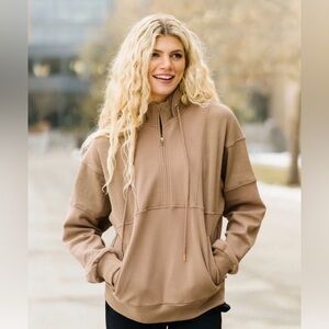 Women’s Zyia Active Soft Cocoa 1/4 Zip Mave Jacket with Gold Hardware